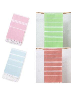 4PCS Striped Turkish Towel Cotton Sports Beach Towel For Adult Pool Blanket
